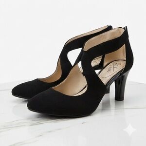 LifeStride Giovanna 2 Black Cut Out Confortable High Heels Fancy Rounded Toe